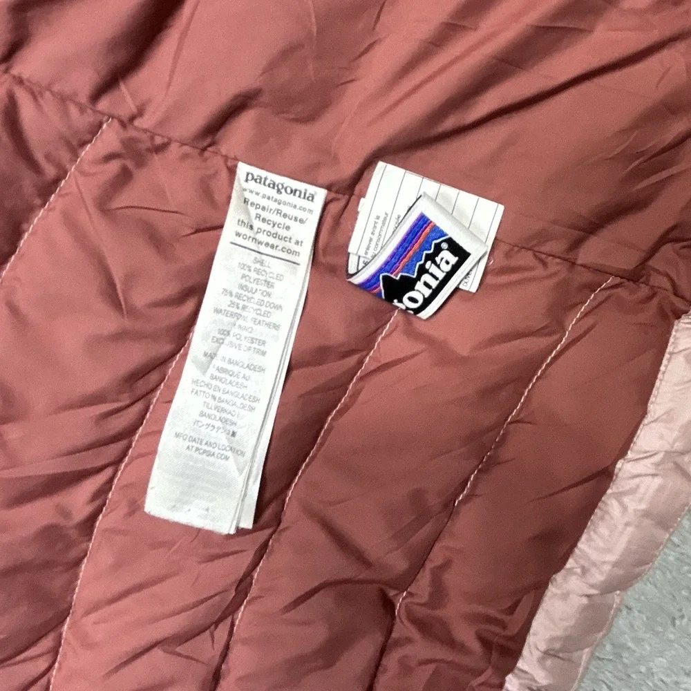 Patagonia Down Sweater Girls M (10) Pink Full Zip Puffer Jacket Outdoor *SPOTS
